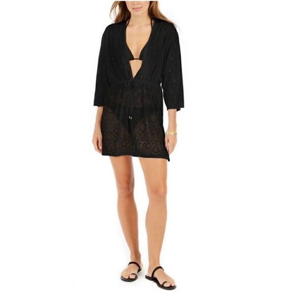 DOTTI Swimwear Cover-up Gypsy Gem Vneck Bathing suit Drawcord Waist Tunic L - Picture 4 of 8